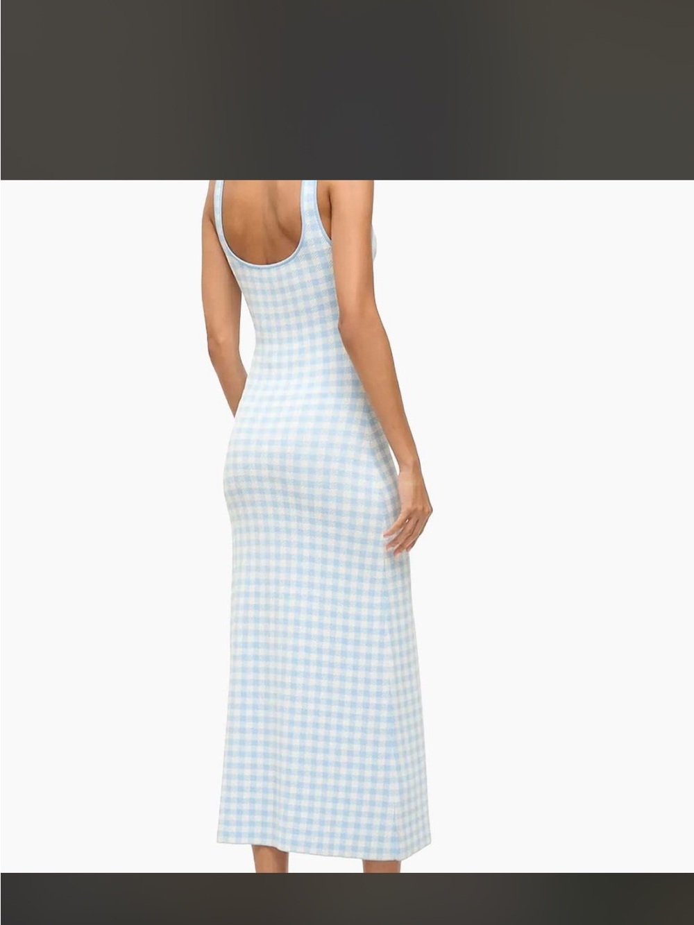 STAUD “Katie” Gingham Midi Dress – Brown & White - Picture 6 of 6